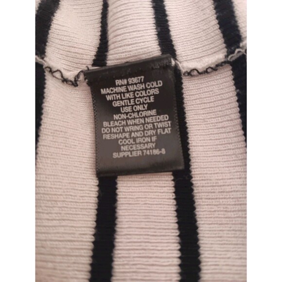 Liz Claiborne Career Striped Colorblock Sweater XL Coral White Navy Ribbed Crew - Picture 10 of 10
